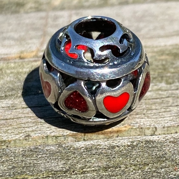 Vintage Michael Anthony red heart .925 Sterling Silver charm bracelet bead Italy - Picture 15 of 15